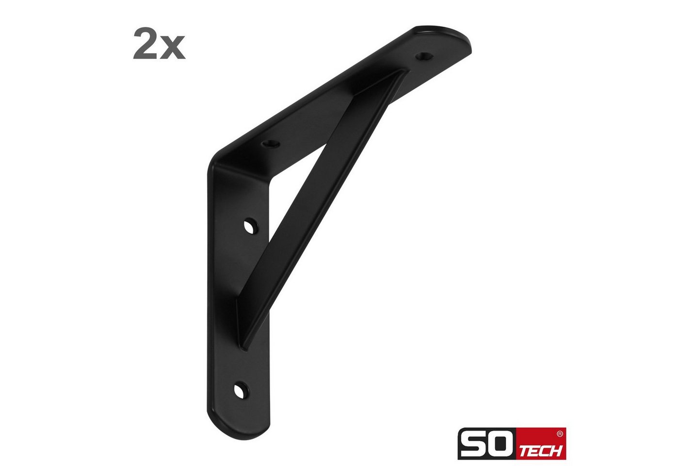 SO-TECH® Wandregalhalter Regalkonsolen mit Querstrebe zur Stabilisierung, 2-tlg., 150 x 125 x 30 mm, schwarz, pulverbeschichtet – Bild 2 von 5