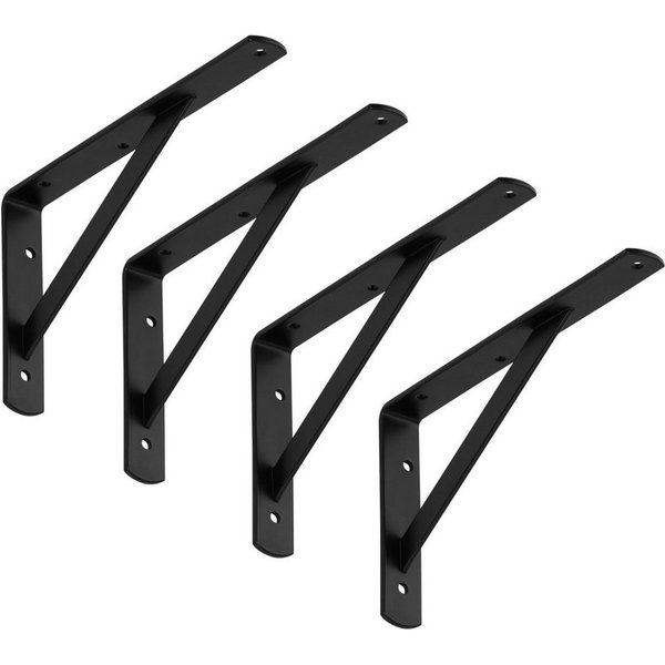 SO-TECH® Wandregalhalter Schwerlast-Konsole Regalkonsole BLACKLINE I schwarz, Spar-Set 4-tlg., Tragkraft bis zu 200 kg / Paar - 25 x 15 x 3 x 0,4 cm
