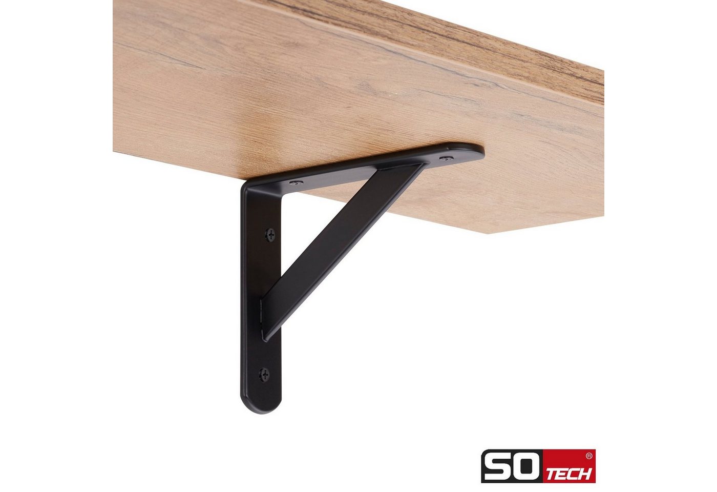SO-TECH® Wandregalhalter Schwerlast-Konsole Regalkonsole BLACKLINE I schwarz, 1-tlg., Tragkraft bis zu 200 kg / Paar - 15 x 12,5 x 3 x 0,4 cm – Bild 3 von 5