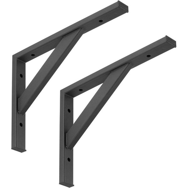 SO-TECH® Wandregalhalter Schwerlastkonsole Schwerlastwinkel Regalwinkel Wandkonsole, Spar-Set 2-tlg., Stahl, Tragkraft 75 kg / Paar, 295 x 215 mm schwarz