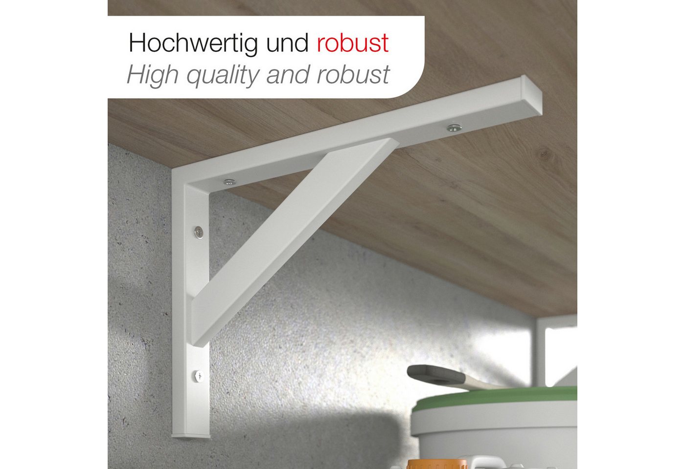 SO-TECH® Wandregalhalter Schwerlastkonsole Schwerlastwinkel Regalwinkel Wandkonsole, 1-tlg., Stahl, Tragkraft 75 kg / Paar, 295 x 215 mm weiß – Bild 3 von 5