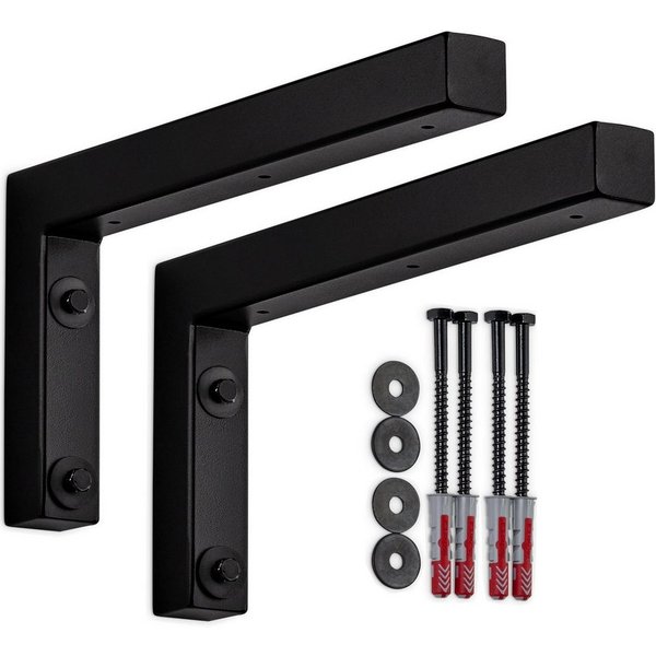 SO-TECH® Wandregalhalter Wandkonsole in L-Form robuste Regalkonsole zur Wandmontage, 2-tlg., 300 x 150 x 30 mm, Waschtischkonsole schwarz matt