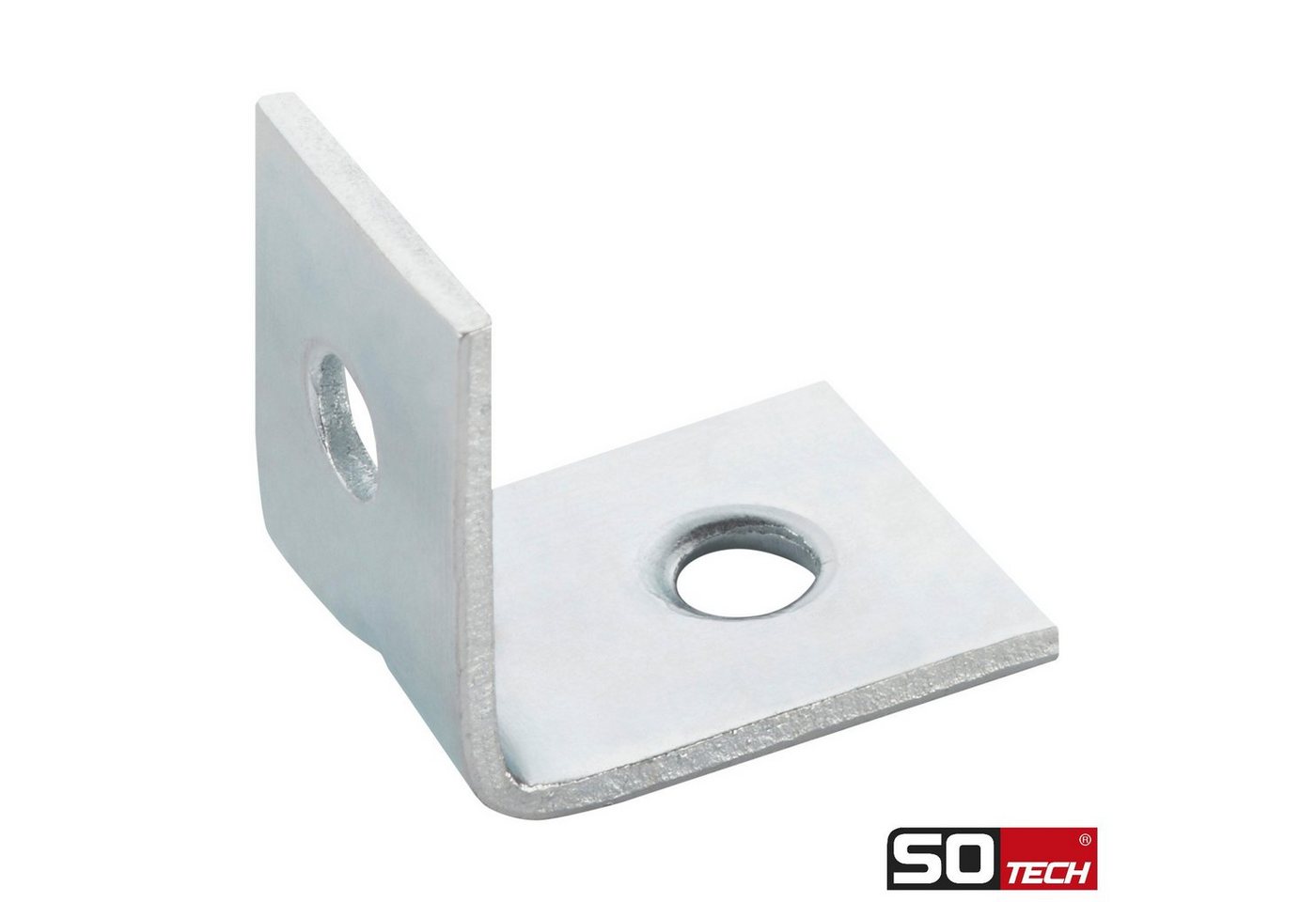 SO-TECH® Winkelverbinder L-Winkel gerade, Stahl verzinkt, Lochung gesenkt, LxB: 2x1.5 mm, (10-St), Möbelwinkel mit Sicke, 20 x 20 x 15 x 1,5 mm – Bild 3 von 5