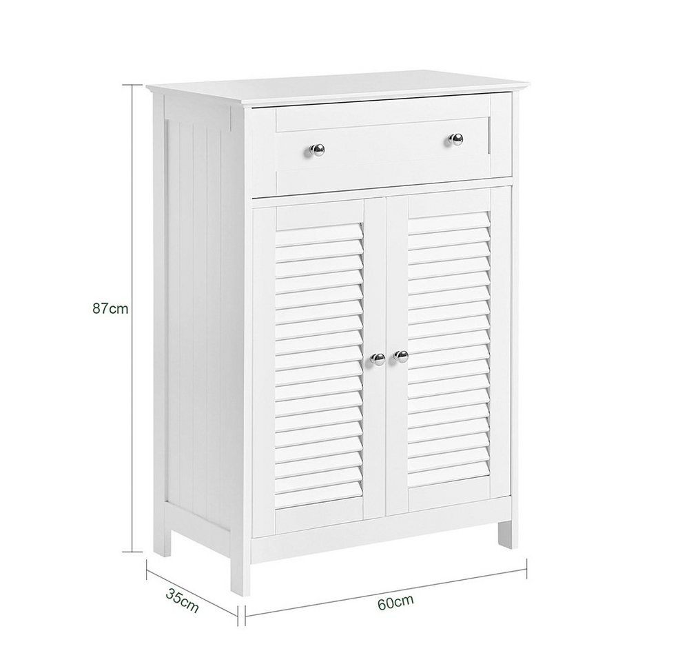 SoBuy Badkommode FRG238, Badezimmerschrank Aufbewahrungsschrank Doppeltürschrank, Badmöbel Sideboard Flurschrank, mit 2 Türen, verstellbare Ablagen – Bild 5 von 5