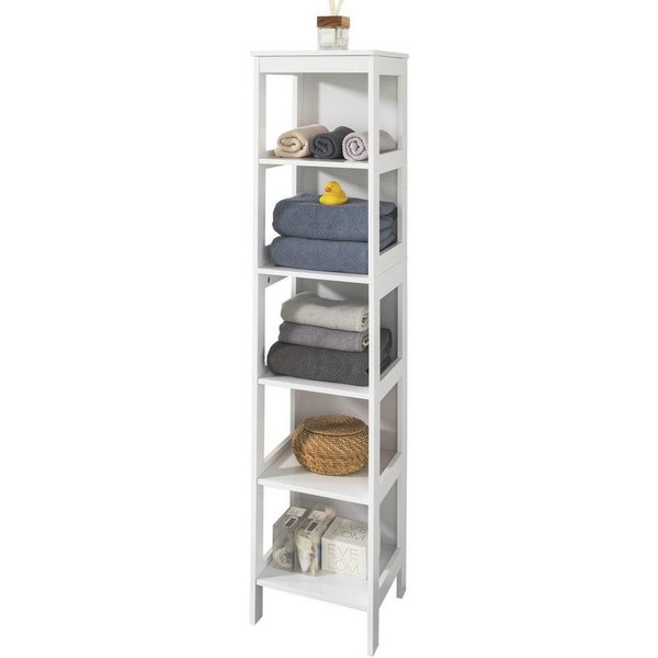 SoBuy Badregal BZR14, Küchenregal, Bücherregal, Leiterregal, Eckregal, Badregal, Lagerregal, mit 6 Ebenen, Bücherregal Standregal Badezimmer