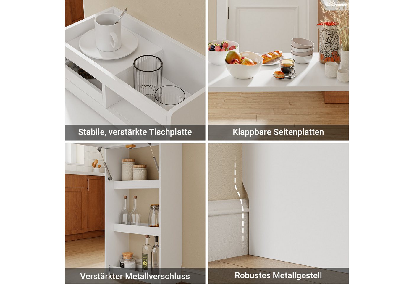 SoBuy Bartisch FWT115, 2-in-1 Esstisch & schmaler Schrank, Küchentheke klappbar (1er Set), Klappbare Arbeitsfläche mit Stauraum, ideal für Küche und Esszimmer – Bild 5 von 5
