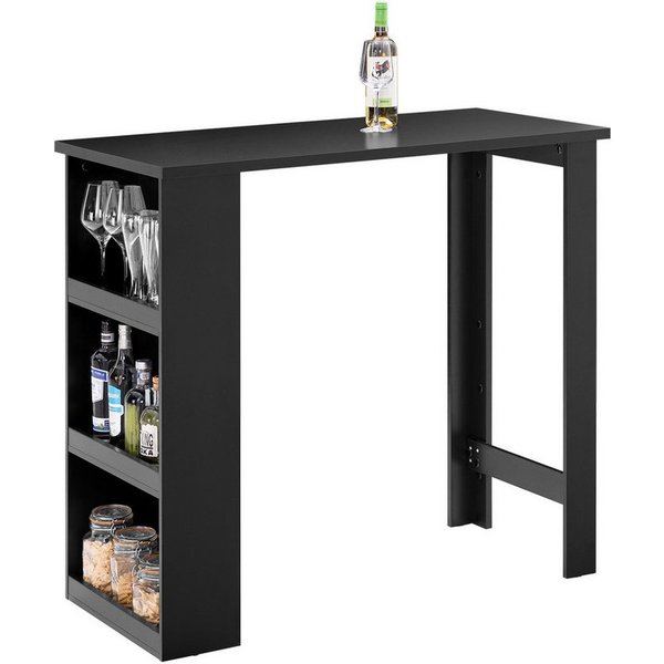 SoBuy Bartisch FWT17, Tresentisch, Küche, Wohnzimmer, Büro, Küchentisch mit 3 Regalfächern Stehtisch Tresen Theke Bistrotisch