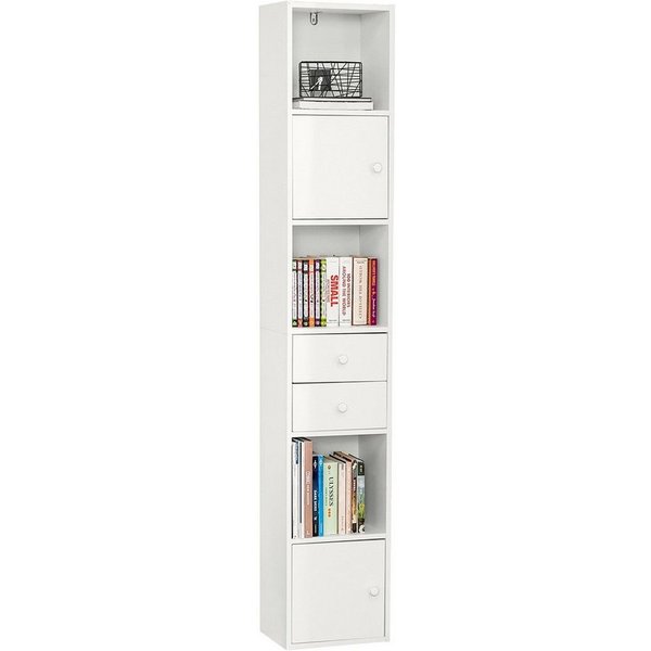SoBuy Bücherregal Aktenschrank, Hochschrank, Aufbewahrungsregal, Standregal, Büroregal, mit Schubladen Bücherschrank, Badezimmerschrank Badezimmer, Wohnzimmer