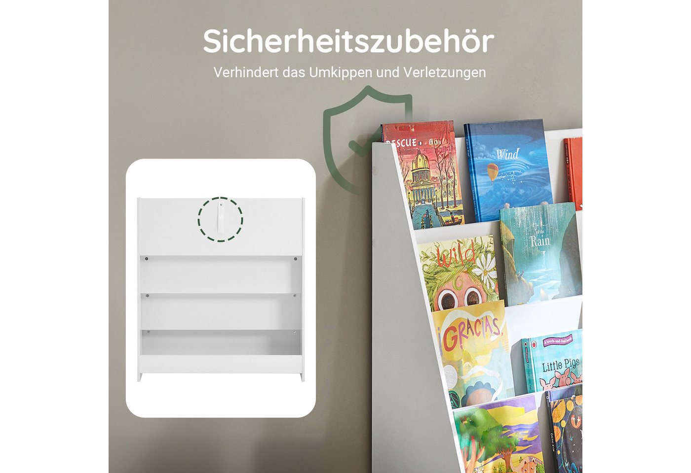 SoBuy Bücherregal DE-KMB32, Kinder Bücherregal Kinderregal, mit 4 Ablagefächern, Kinderzimmer – Bild 3 von 5