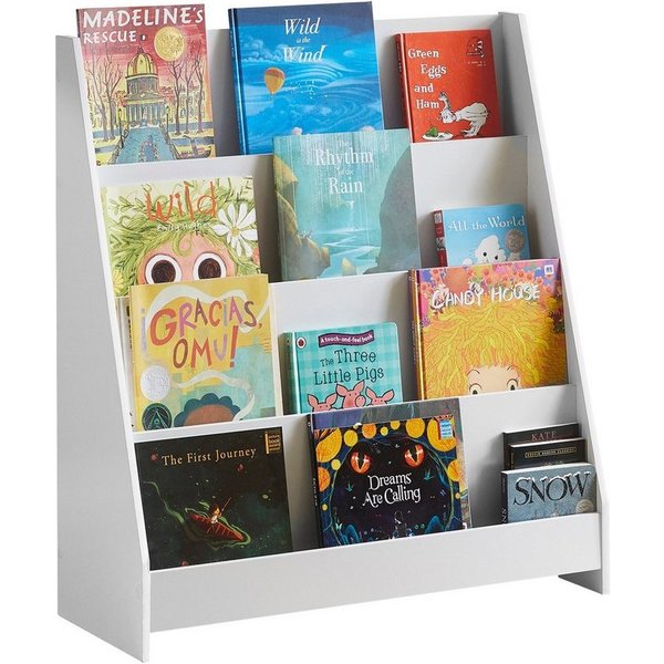 SoBuy Bücherregal KMB32, Spielzeug Aufbewahrung Büchergestell Hängefächerregal, Kinder Bücherregal Kinderregal Zeitungsständer mit 4 Ablagefächern