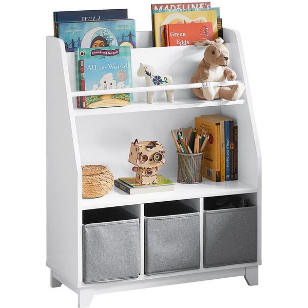 SoBuy Bücherregal KMB34, Kinderregal mit Ablagefächern und 3 Boxen Spielzeugregal