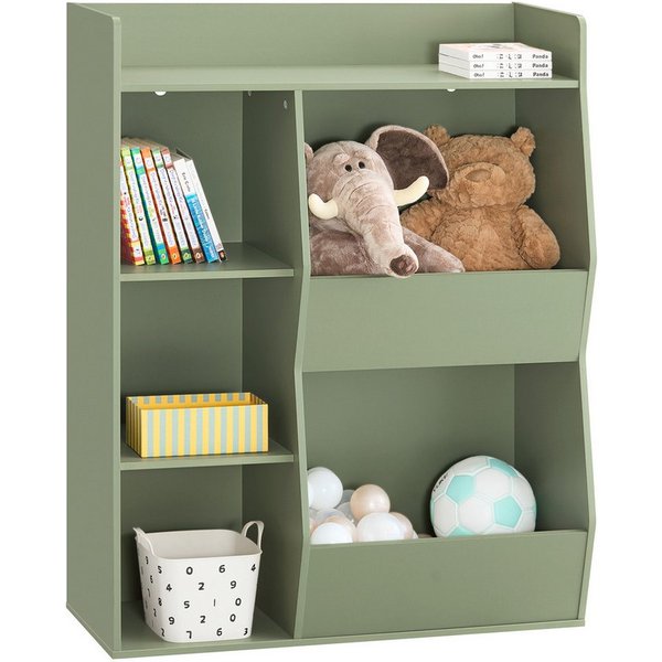 SoBuy Bücherregal KMB55, Montessori Regal Kinderregal Aufbewahrungsregal Spielzeugtruhe, mit Ablagefächern und Fächern, Standregal, Regal Kinderzimmer