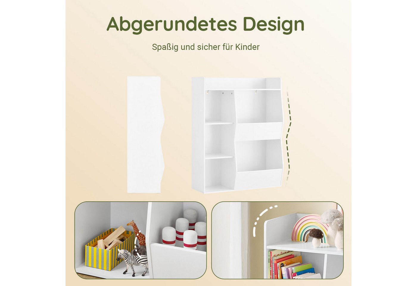 SoBuy Bücherregal KMB55, Montessori Regal Kinderregal Aufbewahrungsregal Spielzeugtruhe, mit Ablagefächern und Fächern, Standregal, Regal Kinderzimmer – Bild 3 von 5