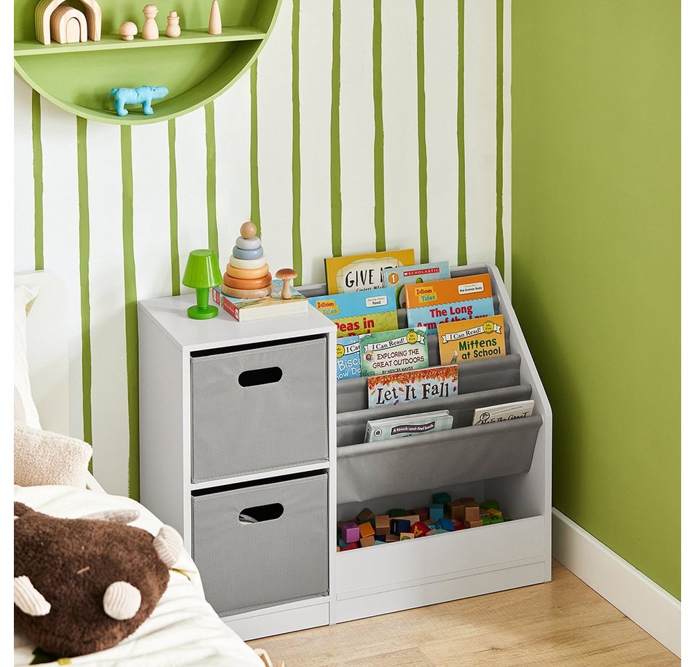 SoBuy Bücherregal KMB76, Kinderregal mit Boxen Aufbewahrungsregal Spielzeugregal Kinderzimmer – Bild 3 von 5