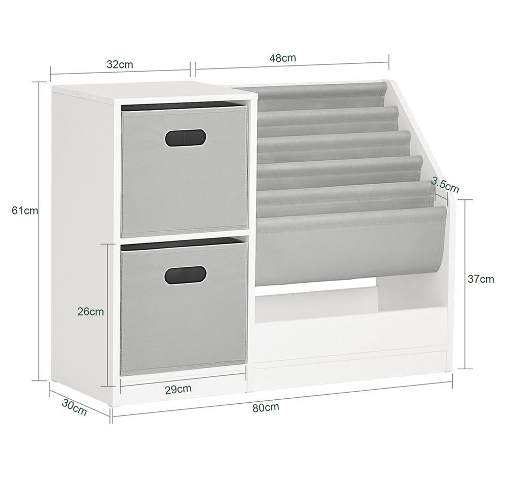 SoBuy Bücherregal KMB76, Kinderregal mit Boxen Aufbewahrungsregal Spielzeugregal Kinderzimmer – Bild 4 von 5