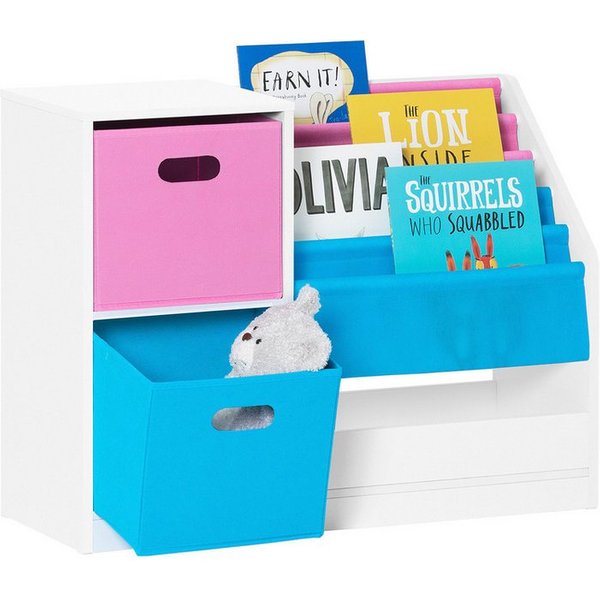 SoBuy Bücherregal KMB76, Kinderregal mit Boxen Aufbewahrungsregal Spielzeugregal Kinderzimmer