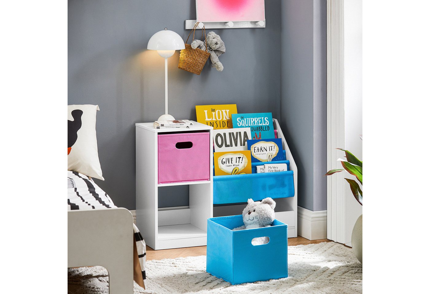 SoBuy Bücherregal KMB76, Kinderregal mit Boxen Aufbewahrungsregal Spielzeugregal Kinderzimmer – Bild 3 von 5