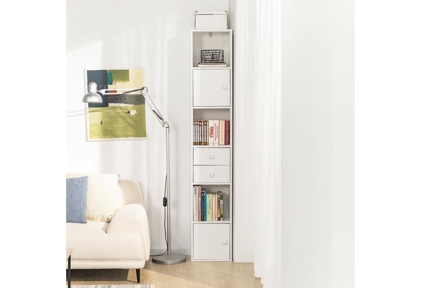 SoBuy Bücherregal STR10, Aktenschrank Hochschrank, mit Schubladen Bücherschrank Standregal Aufbewahrungsregal Büroregal – Bild 3 von 5