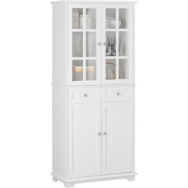 SoBuy Buffet FSB76, Sideboard Vorratschrank, mit 2 Schubladen und 2 Türen Buffet Küchenschrank Hochschrank Aufbewahrungsschrank Badezimmerschrank