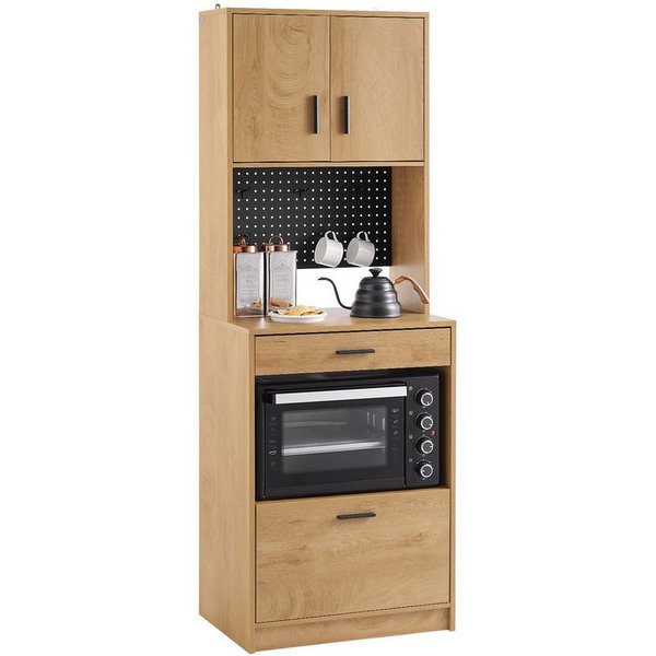 SoBuy Buffet FSB98, Küchenschrank mit Mikrowellenablage, Küchentrolley Küchekommode Mikrowellenschrank mit Pegboard Hochschrank Sideboard Küchenschrank