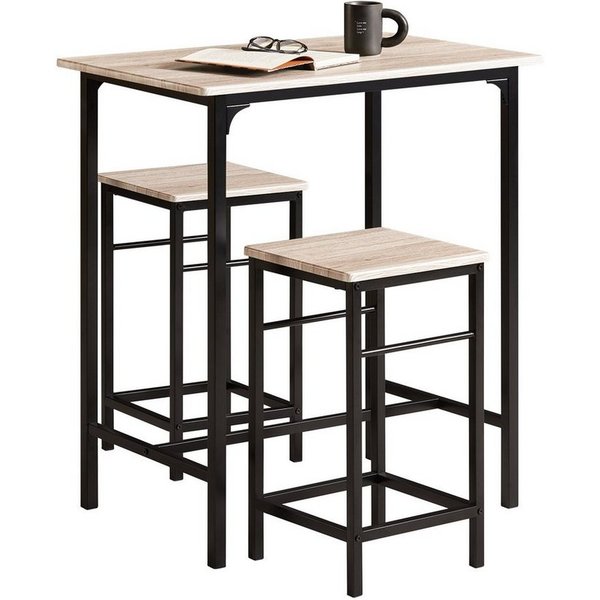 SoBuy Essgruppe OGT10, Küchentisch-Set für 2 Personen, Esstisch Essgruppe Gartentisch, Sitzgruppe Esszimmergruppe Bartisch Bistrotisch (Set, 3-tlg) Esszimmer