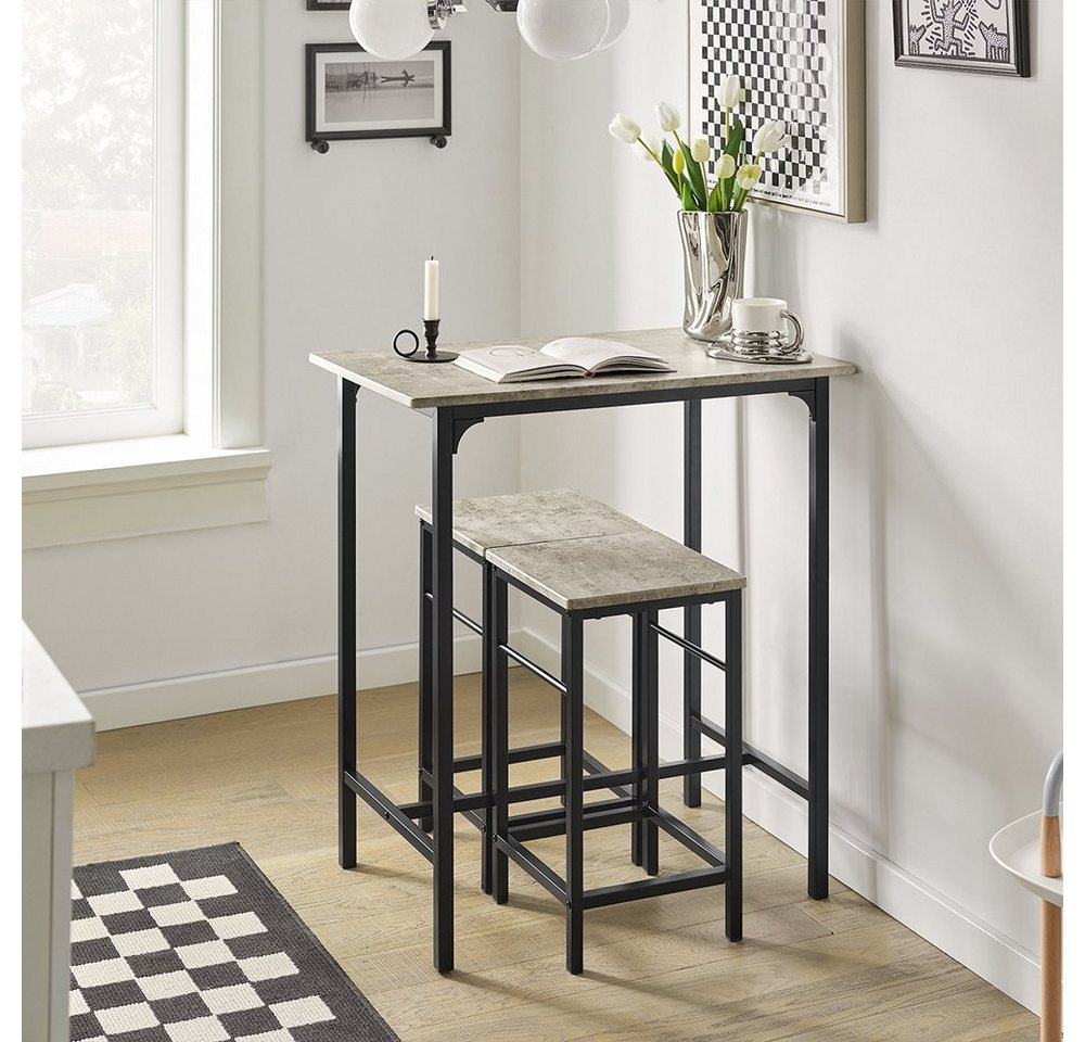 SoBuy Essgruppe OGT10, Küchentisch-Set für 2 Personen, Esstisch Essgruppe Gartentisch, Sitzgruppe Esszimmergruppe Bartisch Bistrotisch (Set, 3-tlg) Esszimmer – Bild 3 von 5