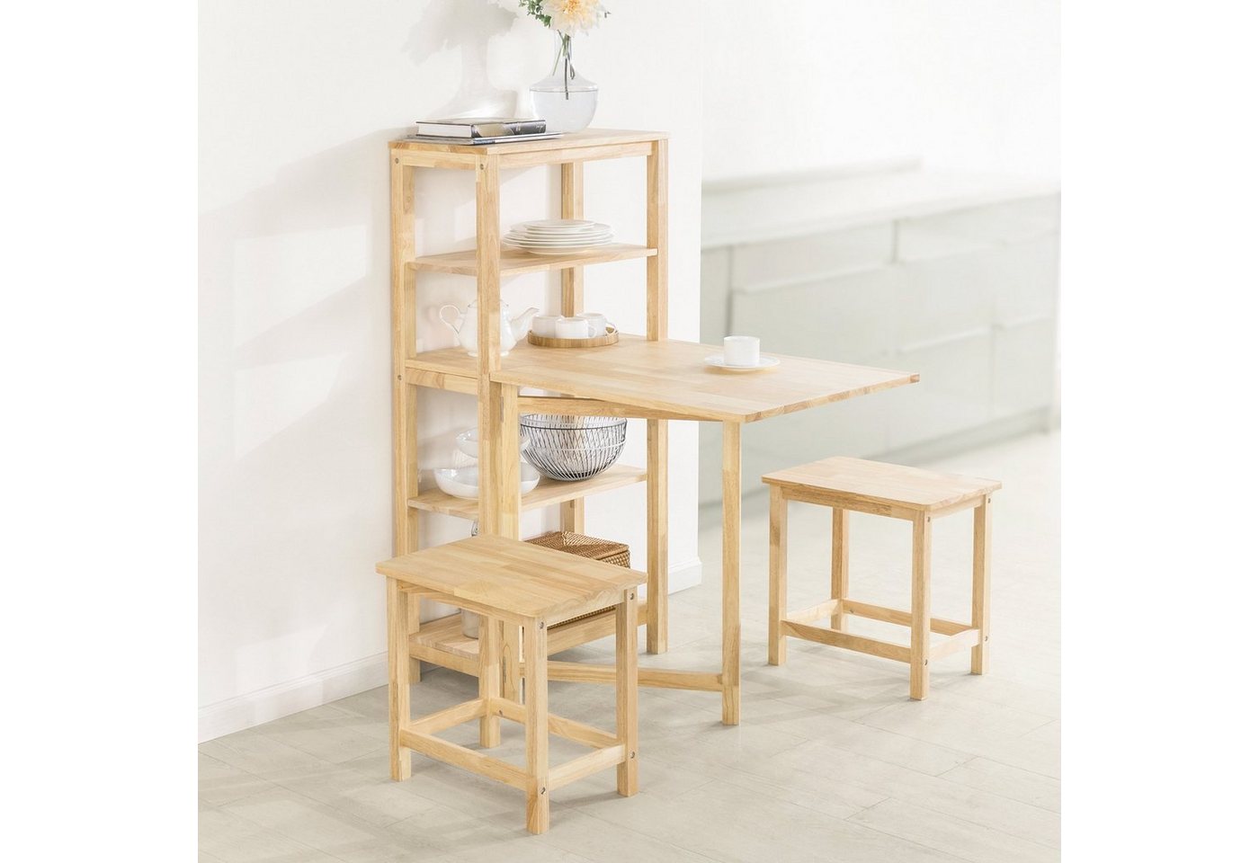 SoBuy Esstisch FWT70, Esszimmertisch aus Kautschukholz Klapptisch Küchentisch Holztisch – Bild 2 von 5