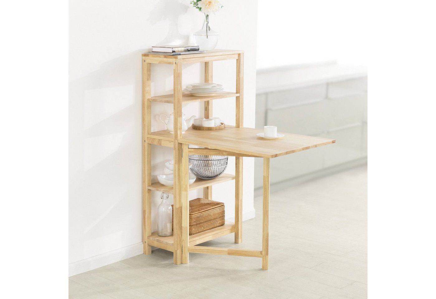 SoBuy Esstisch FWT70, Esszimmertisch aus Kautschukholz Klapptisch Küchentisch Holztisch – Bild 3 von 5
