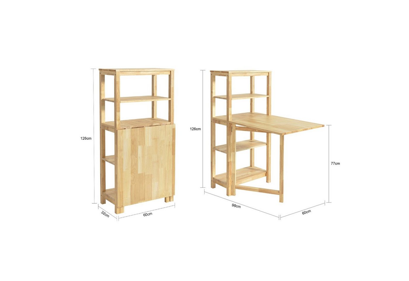 SoBuy Esstisch FWT70, Esszimmertisch aus Kautschukholz Klapptisch Küchentisch Holztisch – Bild 5 von 5