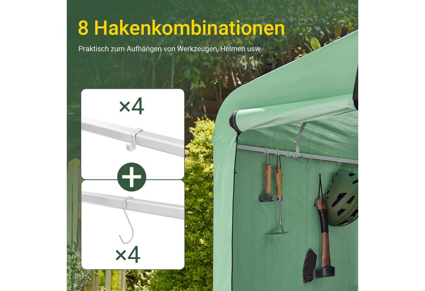 SoBuy Foliengerätehaus KLS11,Fahrradgarage wetterfest, Geräteschuppen, UV-Schutz, Regenschutz, Foliengerätehaus Gerätehaus Folienzelt Gartenschuppen Fahrradgara – Bild 4 von 5