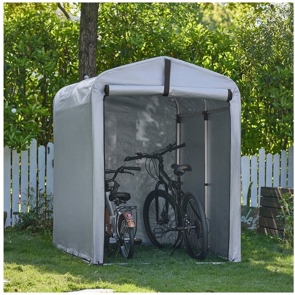 SoBuy Gartenhaus KLS11, Foliengerätehaus Gerätehaus Fahrradgarage UV-Schutz Regenschutz, Geräteschuppen, Terrasse Motorrad Garage, inklusive Fundamentrahmen