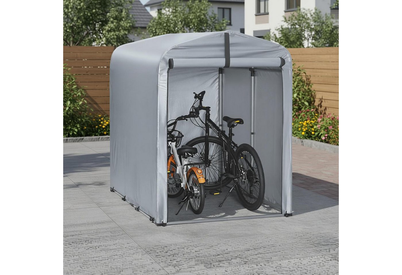 SoBuy Gerätehaus KLS11, Fahrradschuppen für Regenschutz Terrasse Motorrad Garage, Fahrradgarage Geräteschuppen Fahrradgarage, UV-Schutz Regenschutz – Bild 2 von 5