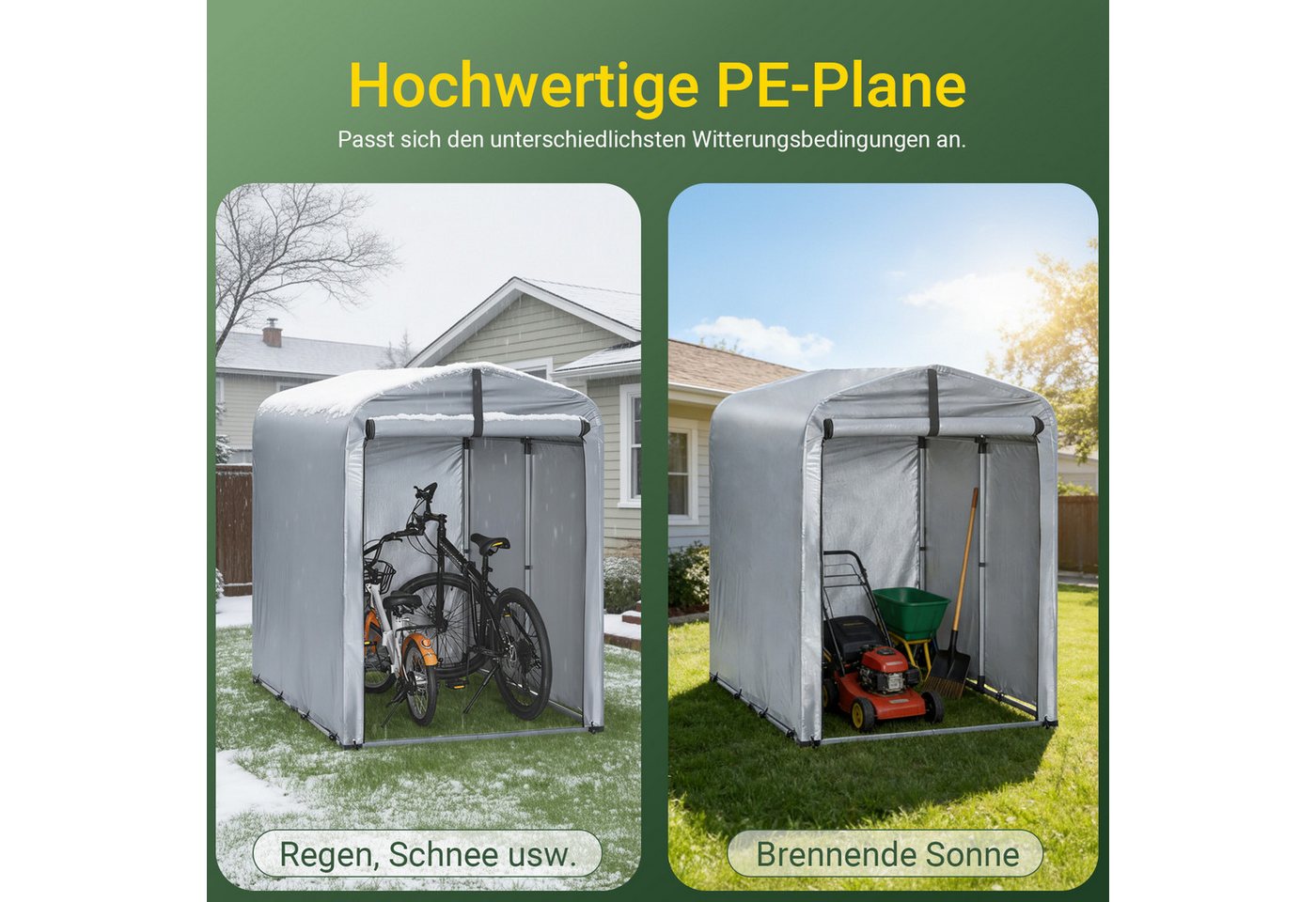 SoBuy Gerätehaus KLS11, Fahrradschuppen für Regenschutz Terrasse Motorrad Garage, Fahrradgarage Geräteschuppen Fahrradgarage, UV-Schutz Regenschutz – Bild 3 von 5