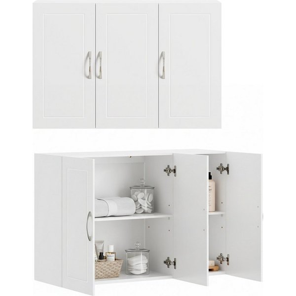 SoBuy Hängeschrank FRG231, Wandschrank Badezimmerschrank Küchenschrank Badschrank mit 2/3 Türen, mit verstellbaren Ablagen, 30 x 60 x 60/90cm