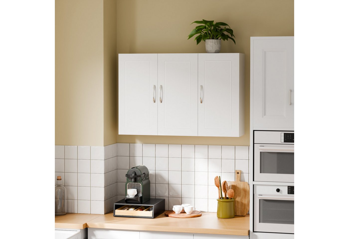 SoBuy Hängeschrank FRG231, Wandschrank Badezimmerschrank Küchenschrank Badschrank mit 2/3 Türen, mit verstellbaren Ablagen, 30 x 60 x 60/90cm – Bild 4 von 5