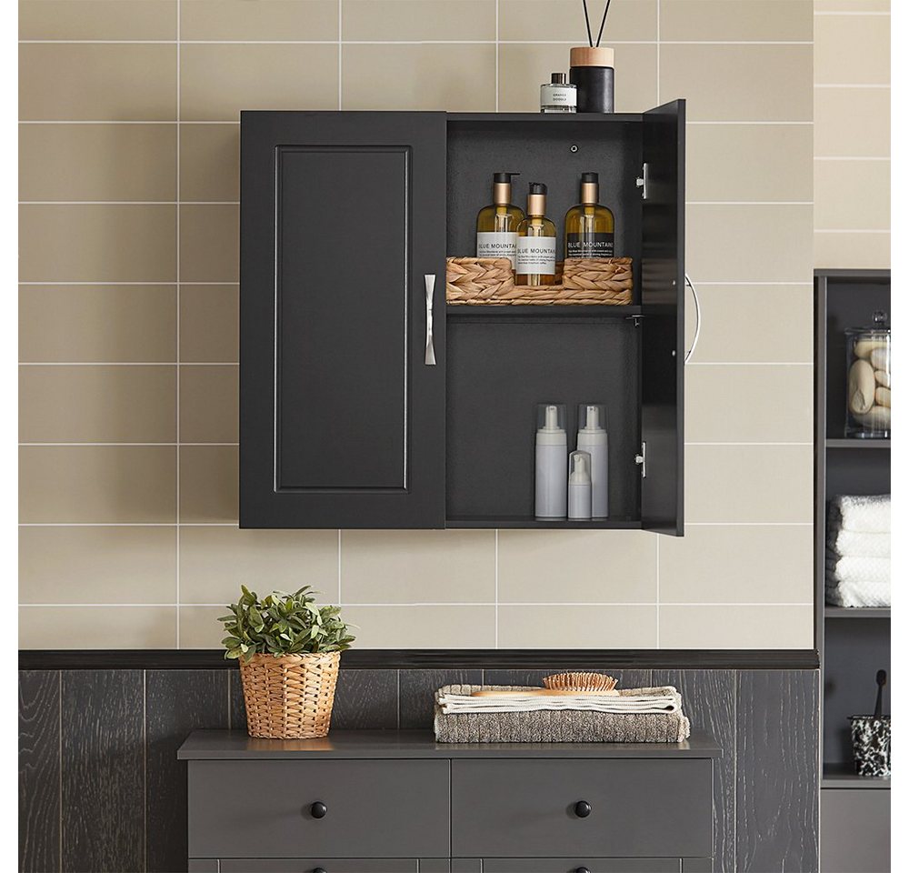 SoBuy Hängeschrank FRG231, Hängeschrank Badezimmerschrank Badschrank Wandschrank Küchenschrank, 30 x 60 x 60 cm, mit 2 Türen, Bad, Küche – Bild 2 von 5