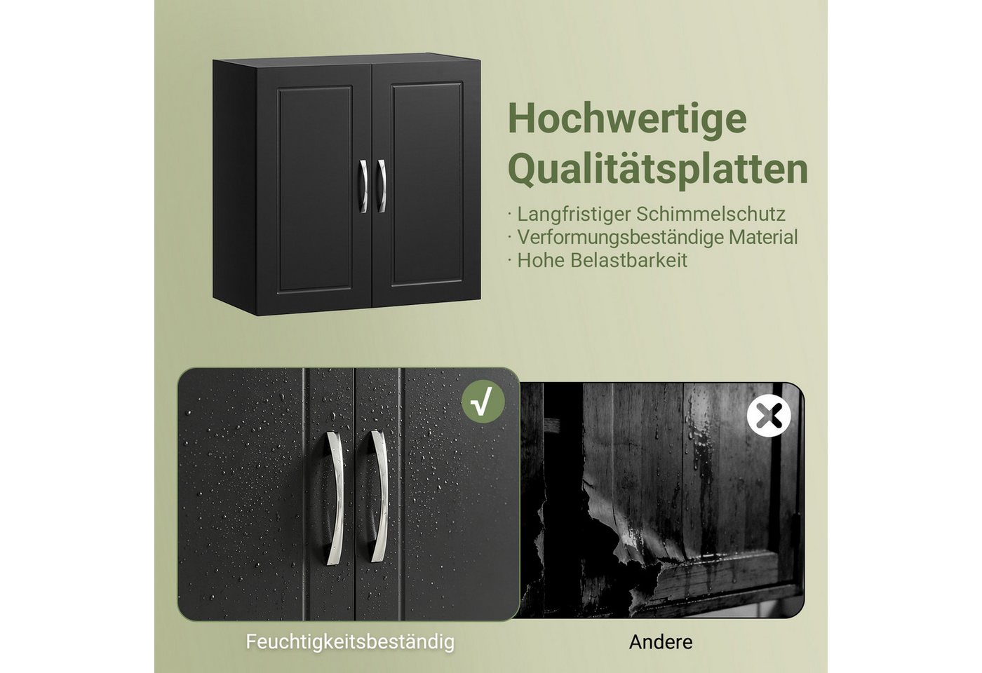 SoBuy Hängeschrank FRG231, Hängeschrank Badezimmerschrank Badschrank Wandschrank Küchenschrank, 30 x 60 x 60 cm, mit 2 Türen, Bad, Küche – Bild 5 von 5