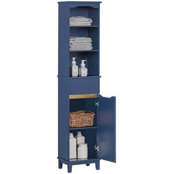 SoBuy Hochschrank BZR112, Badschrank schmal Badregal Badezimmerschrank Badezimmermöbel Badkommode Aufbewahrungsschrank, verstellbare Ablagen, offenes Fach