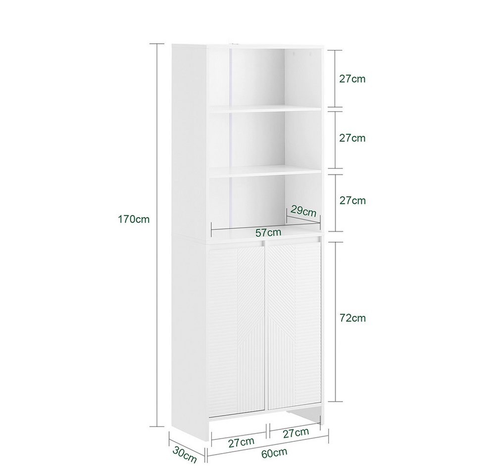 SoBuy Hochschrank BZR155, Badezimmer Schrank Badregal Badkommode, mit Wäschekorb Badschrank mit Wäschesack Wäscheschrank Badregal Badezimmerschrank – Bild 4 von 5