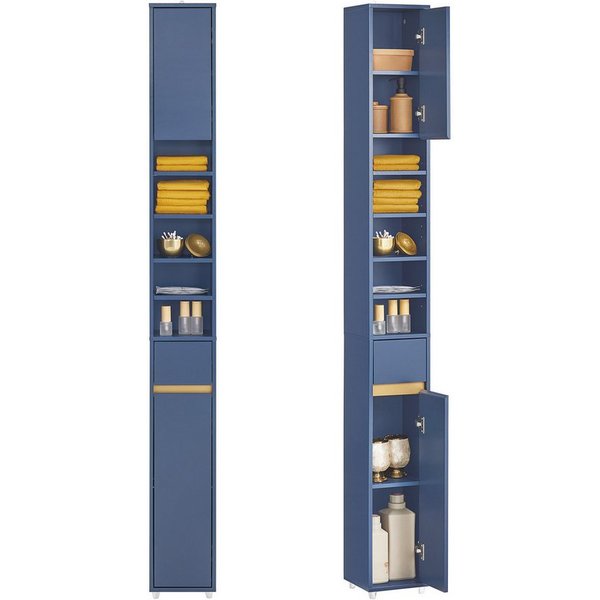 SoBuy Hochschrank BZR34, Badschrank schmal 20 cm, Badezimmerschrank, Hochschrank bad Badkommode, extra Stauraum für kleine Bäder, schlankes Design
