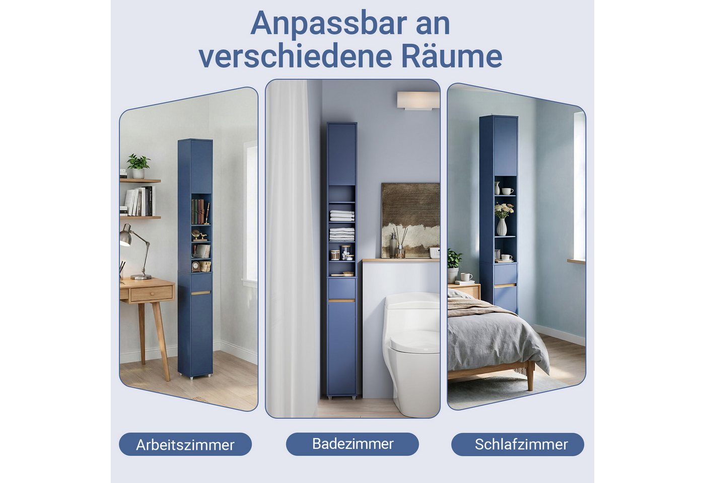SoBuy Hochschrank BZR34, Badschrank schmal 20 cm, Badezimmerschrank, Hochschrank bad Badkommode, extra Stauraum für kleine Bäder, schlankes Design – Bild 2 von 5