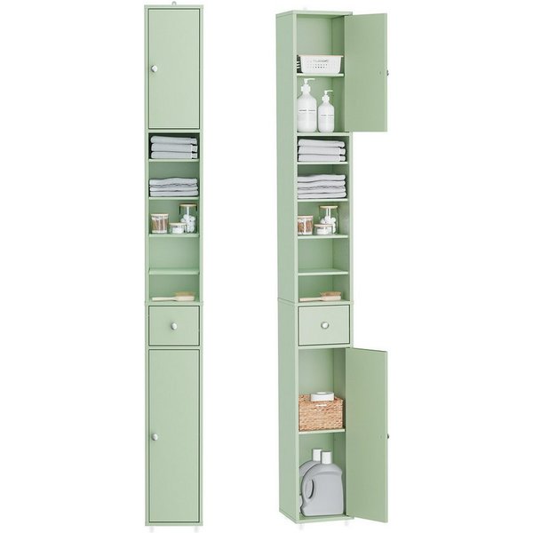 SoBuy Hochschrank BZR34, Badschrank schmal 20 cm, Badezimmerschrank, Hochschrank bad Badkommode, extra Stauraum für kleine Bäder, schlankes Design