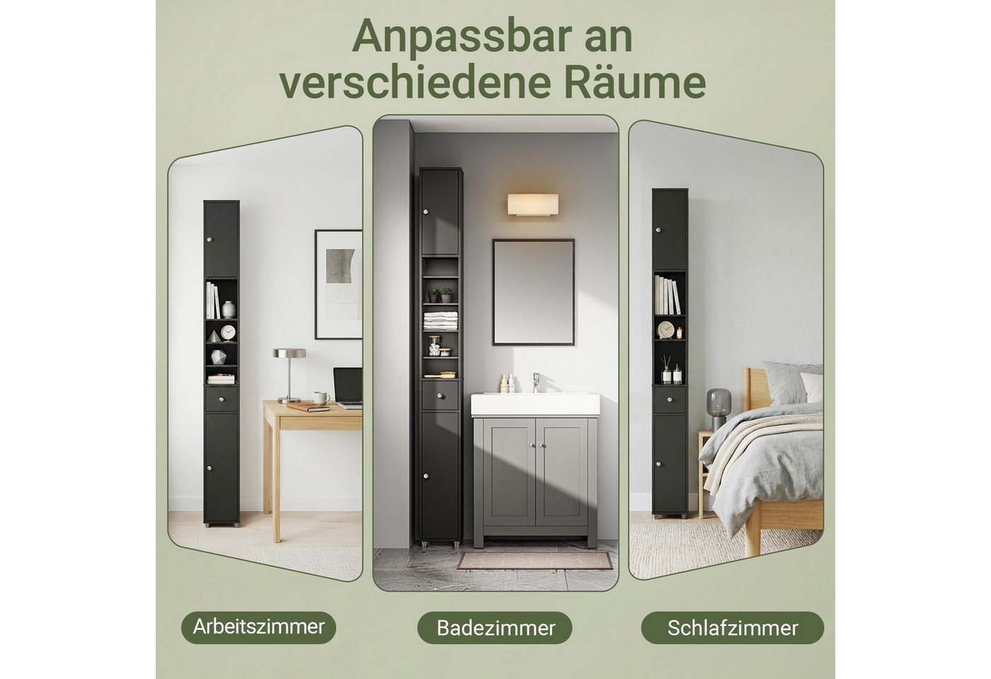 SoBuy Hochschrank BZR34, Badschrank schmal 20 cm, Badezimmerschrank, Hochschrank bad Badkommode, extra Stauraum für kleine Bäder, schlankes Design – Bild 2 von 5