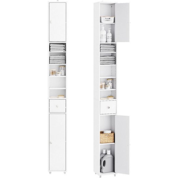 SoBuy Hochschrank BZR34, Badschrank schmal 20 cm, Badezimmerschrank, Hochschrank bad Badkommode, extra Stauraum für kleine Bäder, schlankes Design