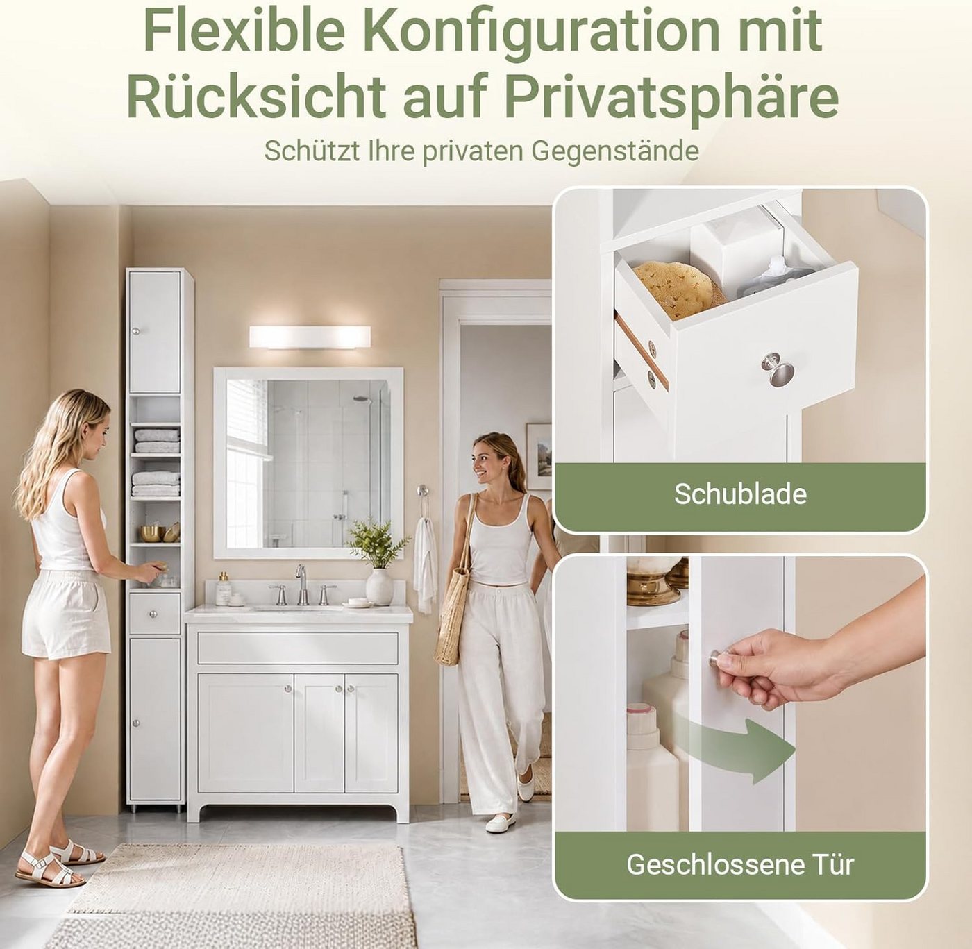 SoBuy Hochschrank BZR34, Badschrank schmal 20 cm, Badezimmerschrank, Hochschrank bad Badkommode, extra Stauraum für kleine Bäder, schlankes Design – Bild 4 von 5