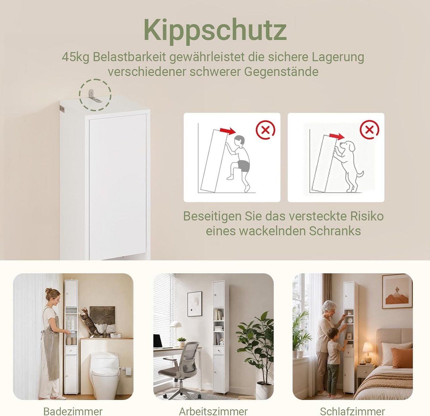 SoBuy Hochschrank BZR34, Badschrank schmal 20 cm, Badezimmerschrank, Hochschrank bad Badkommode, extra Stauraum für kleine Bäder, schlankes Design – Bild 5 von 5