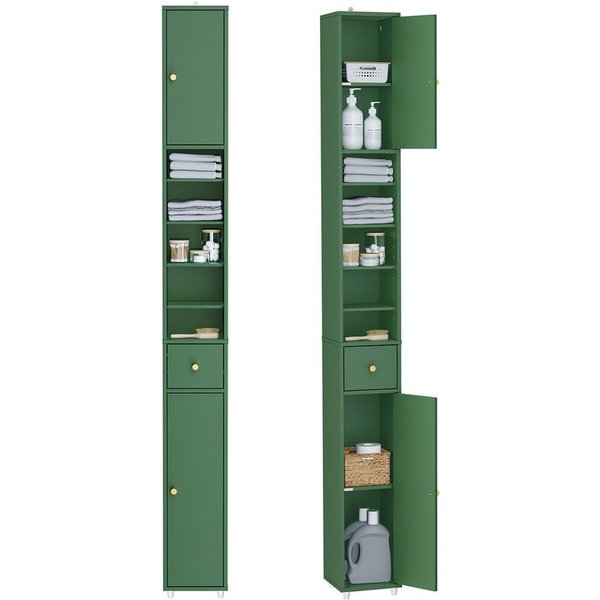 SoBuy Hochschrank BZR34, Badschrank schmal 20 cm, Badezimmerschrank, Hochschrank bad Badkommode, extra Stauraum für kleine Bäder, schlankes Design