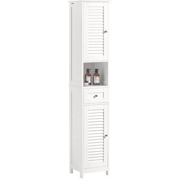 SoBuy Hochschrank FRG236, Badezimmerschrank schmal, Badkommode mit 2 Türen Badezimmer-Hochschrank Badregal Badschrank Badmöbel