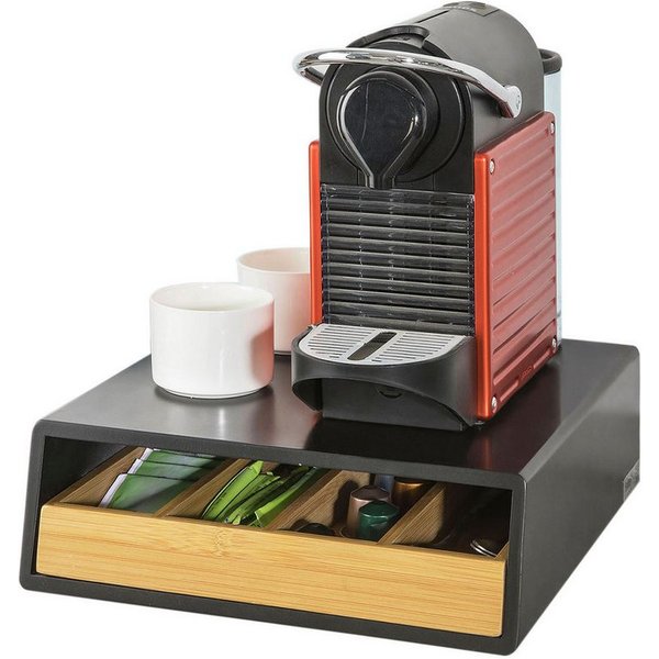 SoBuy Kapselspender FRG280, Monitorständer mit Schublade Aufbewahrungsbox Kapselhalter, Kaffeekapsel Box Schubladenbox zur Aufbewahrung von Kaffeekapseln