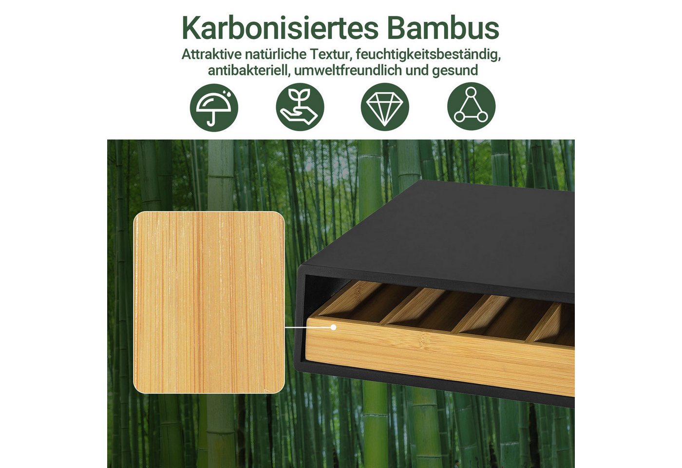 SoBuy Kapselspender FRG280, Monitorständer mit Schublade Aufbewahrungsbox Kapselhalter, Kaffeekapsel Box Schubladenbox zur Aufbewahrung von Kaffeekapseln – Bild 3 von 5